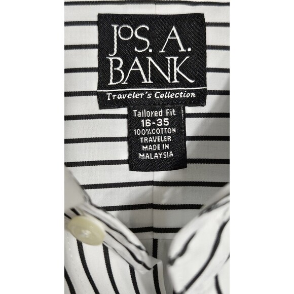 Men’s Jos. A. Bank Traveler’s Collection Black White Stripe Shirt - Size 16-35 - Picture 3 of 6